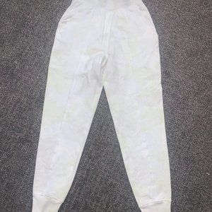 Lululemon green and white tie-dye joggers, size 4